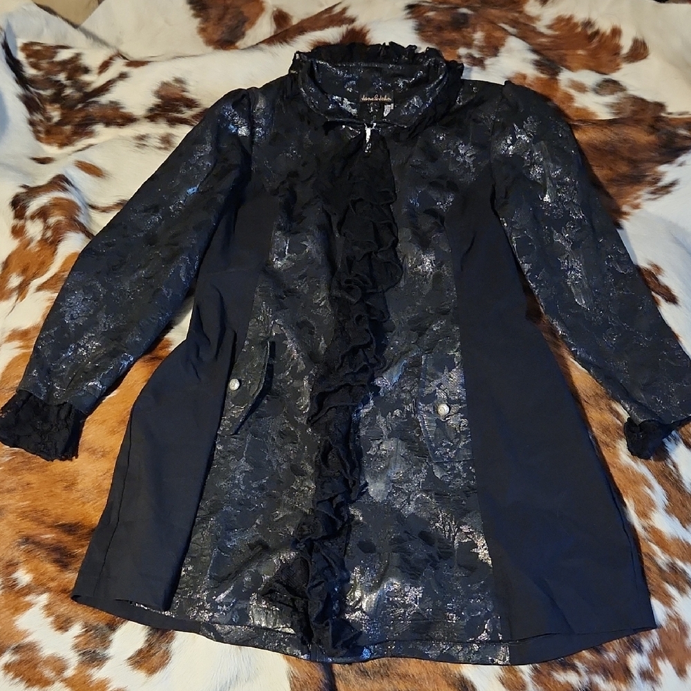 Jane & John Black Ruffled Light Jacket Sz
